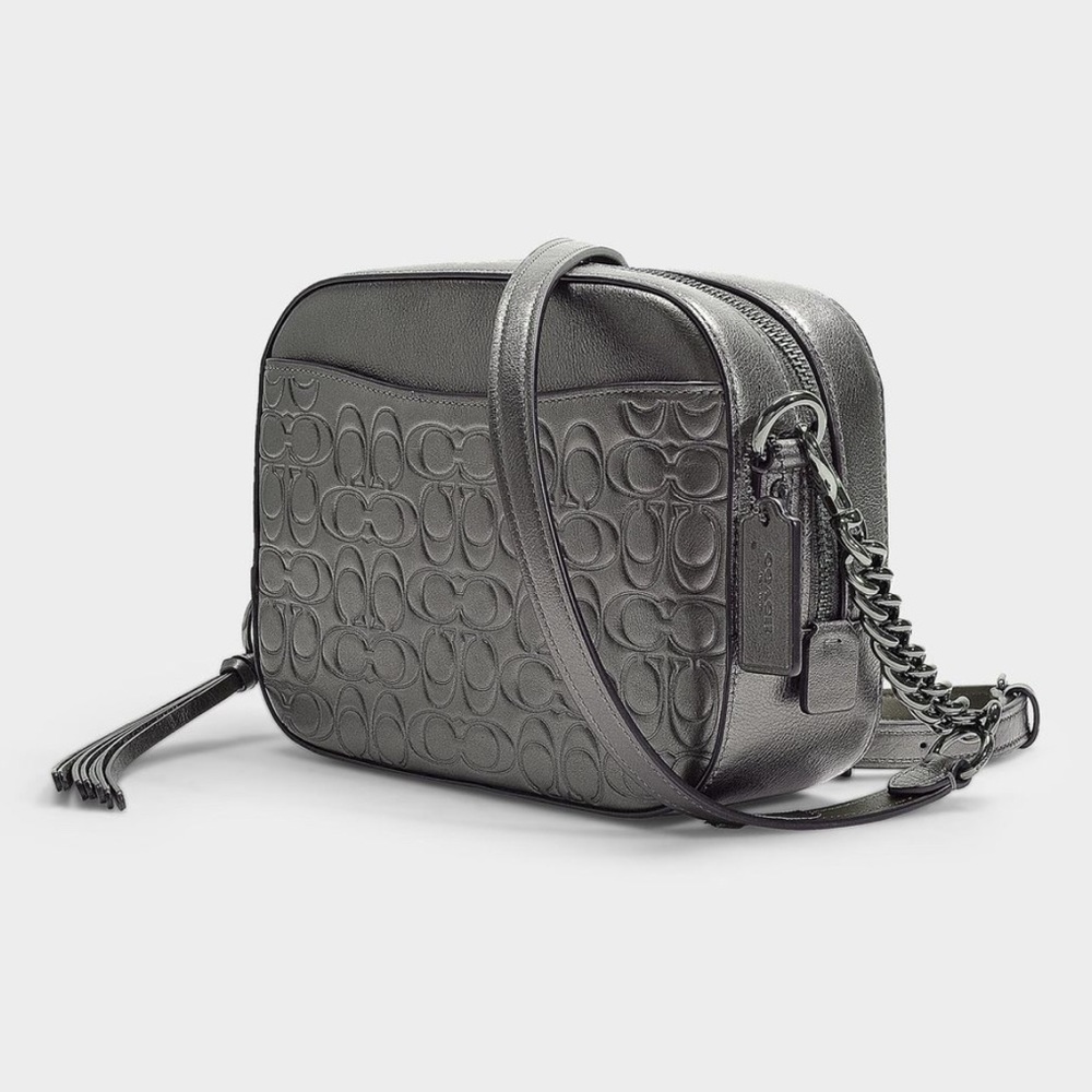 Coach Metallic Signature Embossed Leather Camera Bag - Picture 2 of 15